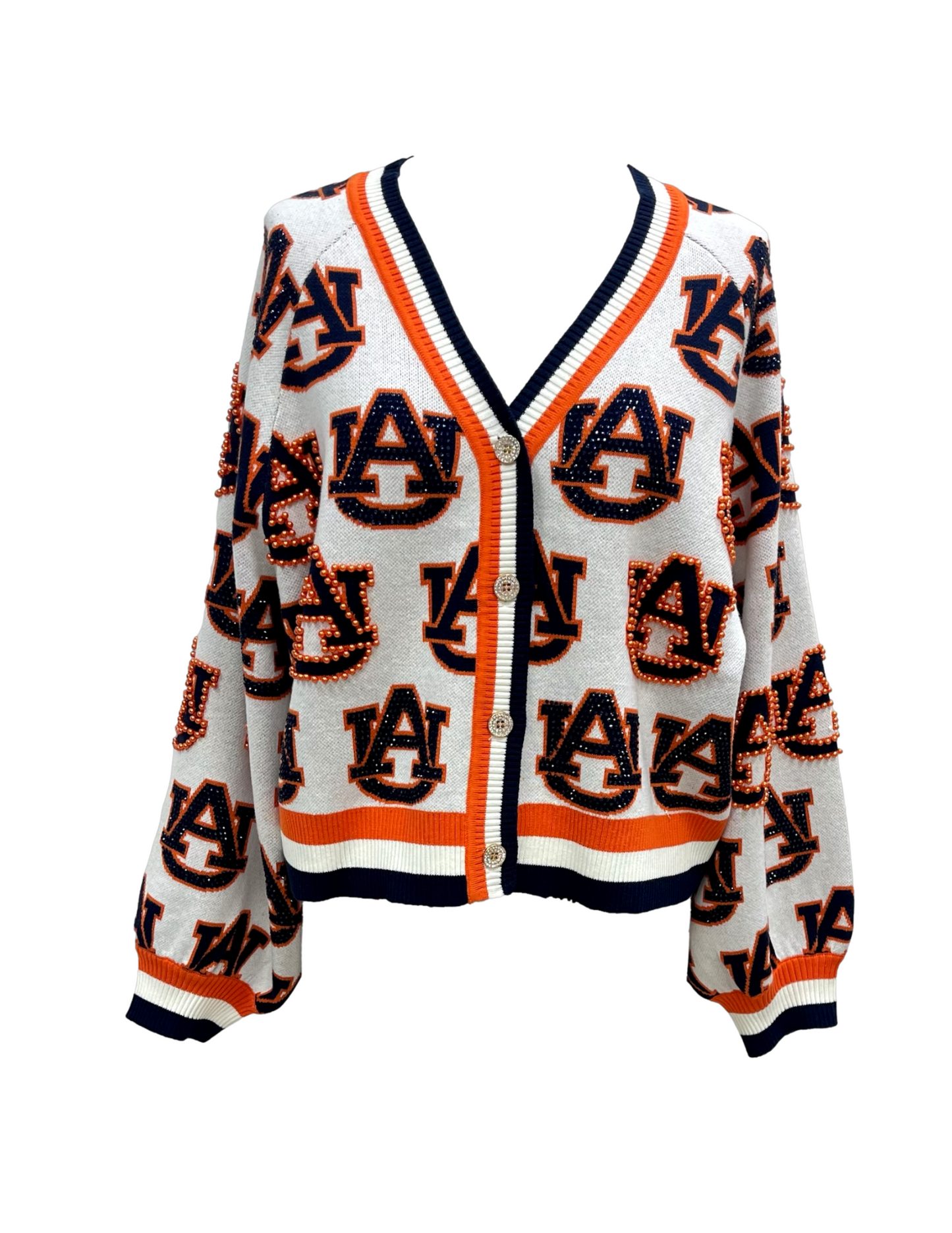 Queen of Sparkles Licensed Auburn Knit In Mascot Rhinestone Cardigan