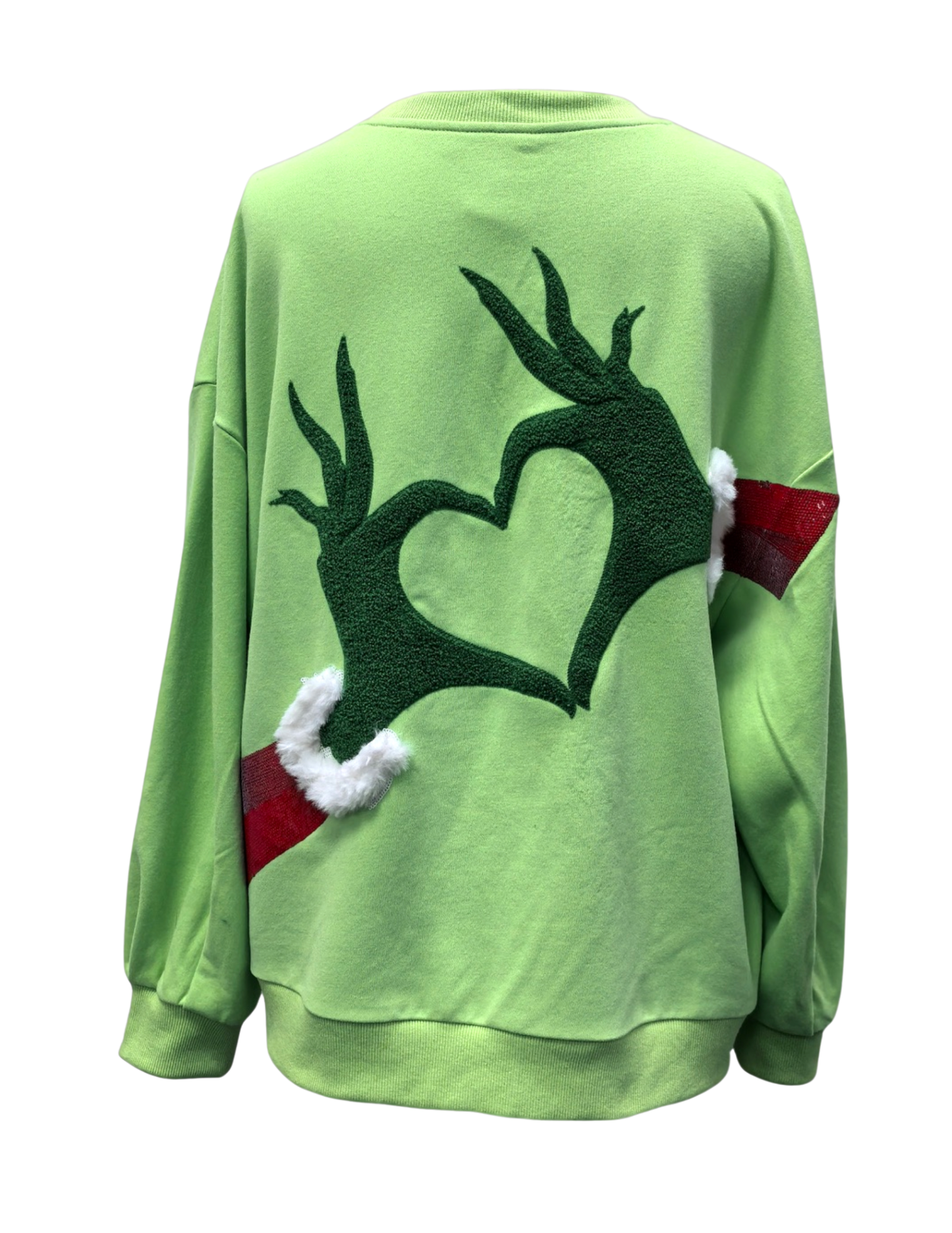 Queen of Sparkles Green Grinch Heart Hands Sweatshirt