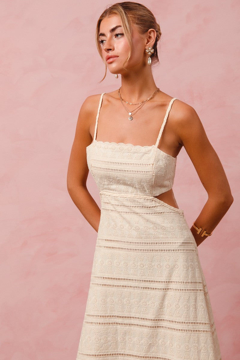 Eyelet Lace Maxi Dress - Natural