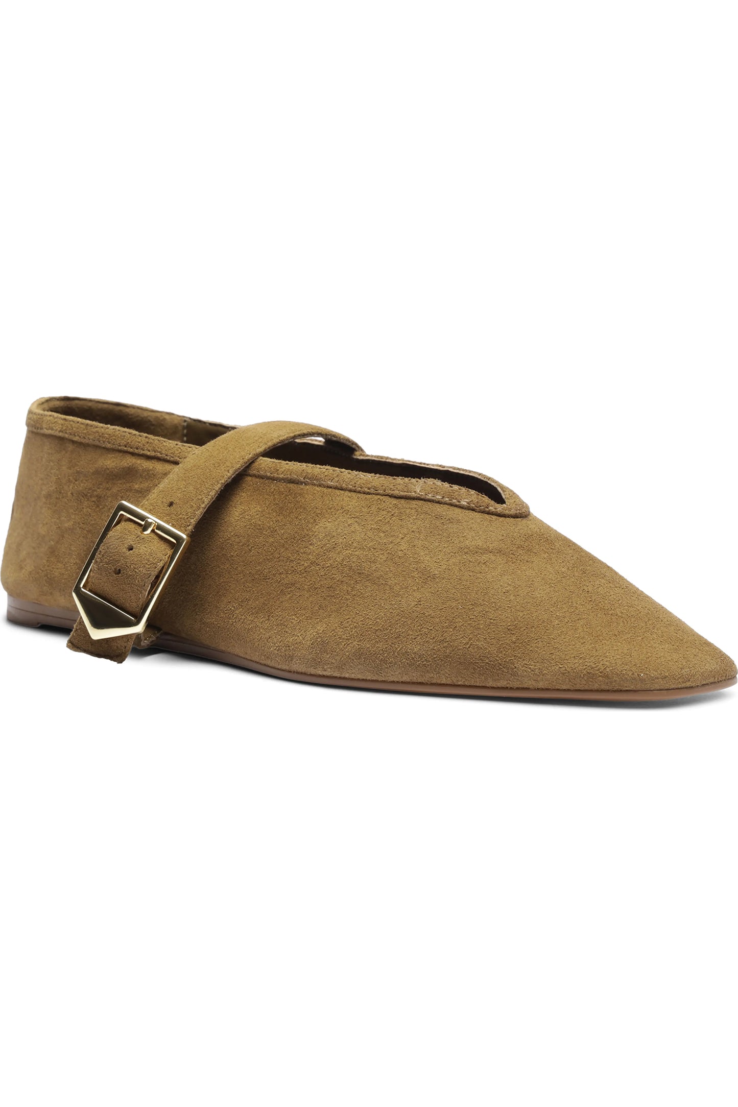 Vick Buckle Ballet Flat Shoe - Dried Olive Suede