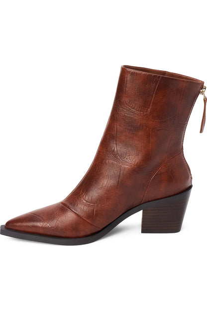 Matteo Croc Embossed Faux Leather Boot - Brown Croc