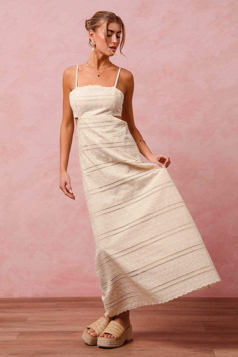 Eyelet Lace Maxi Dress - Natural