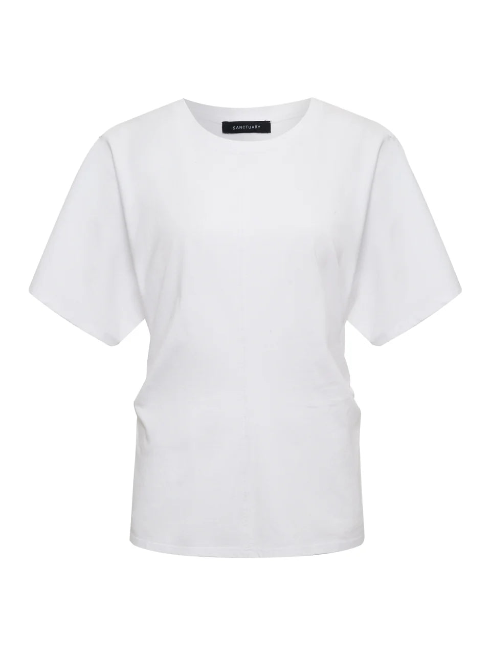 Shirred Waist Dolman Tee - White