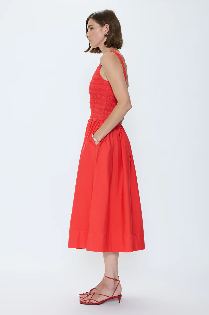 Alessia Smocked Drop Waist Dress - Maraschino