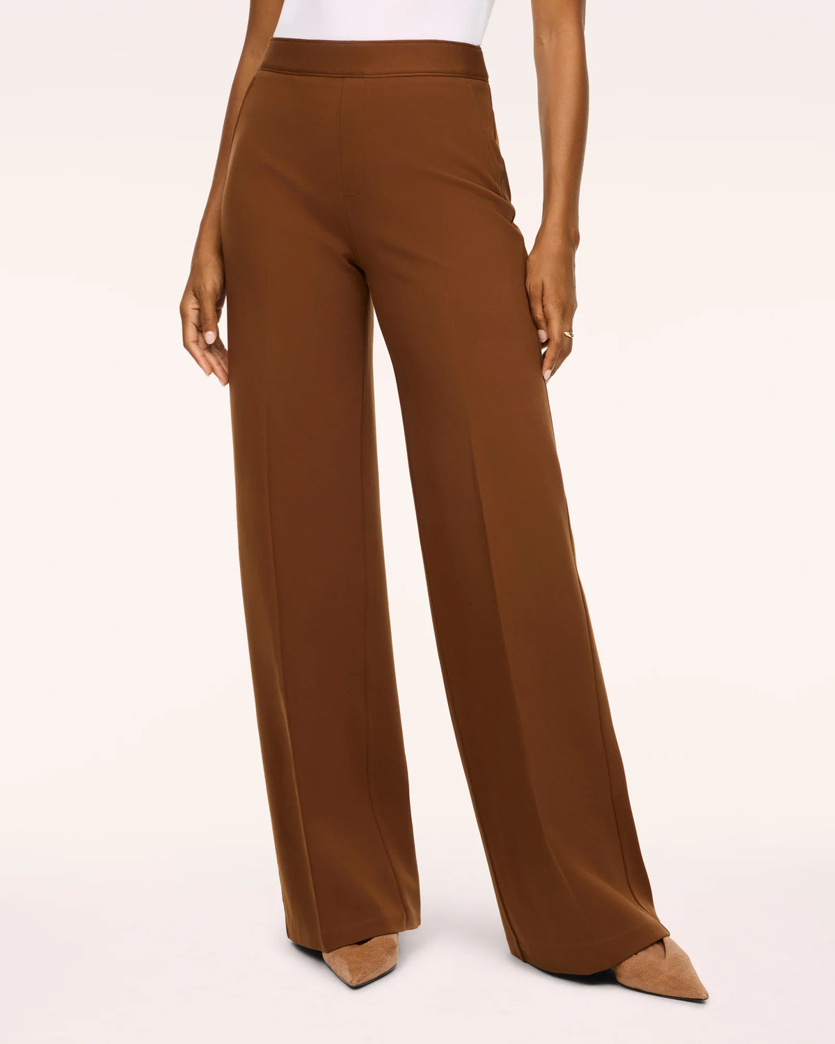 Spanx Ponte Pleated Wide Leg Pant - Brandy