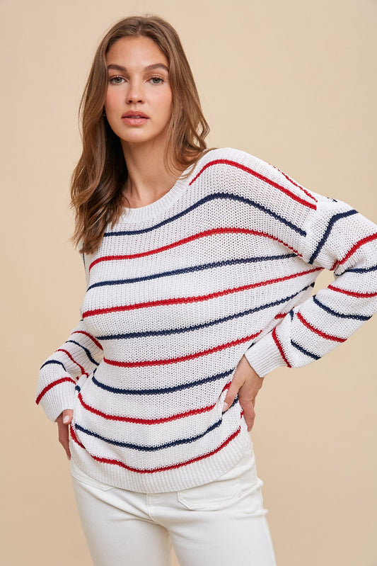 Stripe Sweater Top - Red/White/Blue
