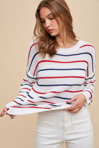 Stripe Sweater Top - Red/White/Blue