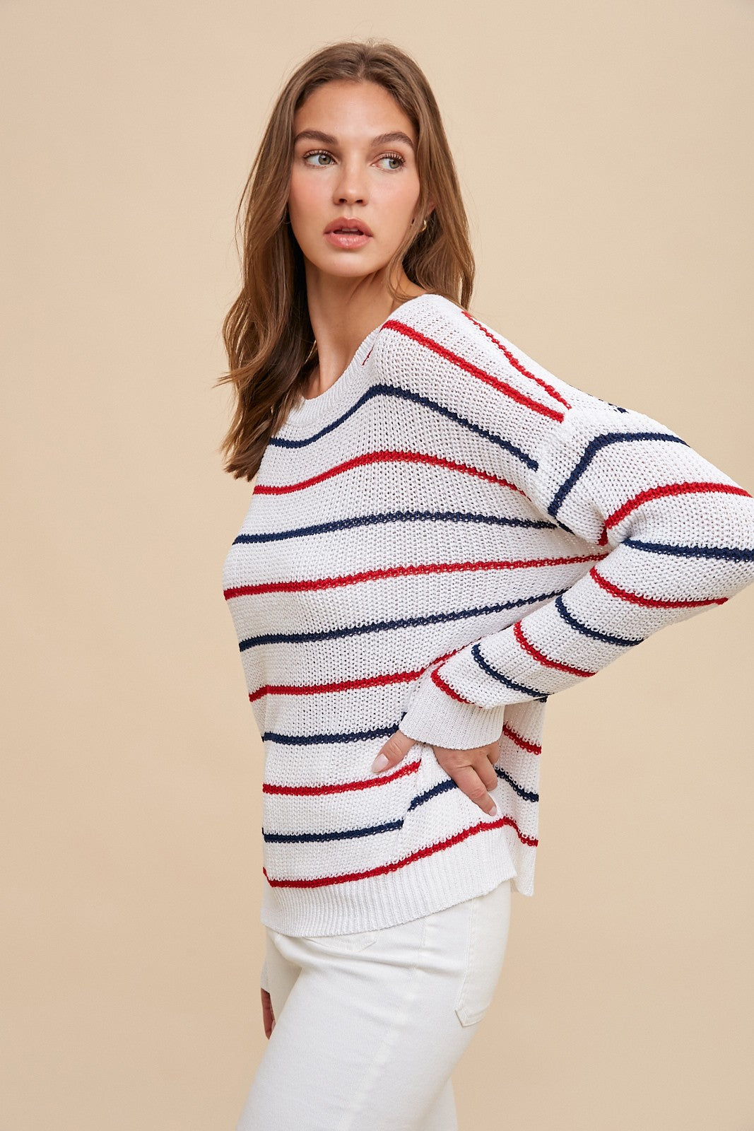 Stripe Sweater Top - Red/White/Blue