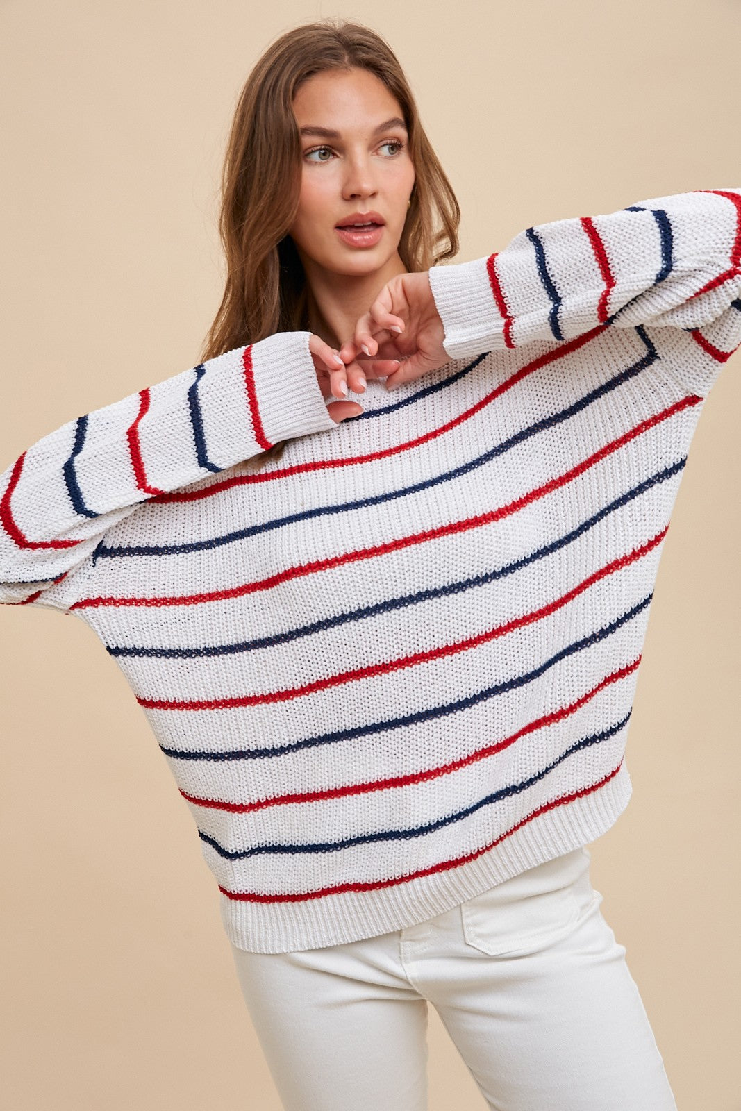 Stripe Sweater Top - Red/White/Blue