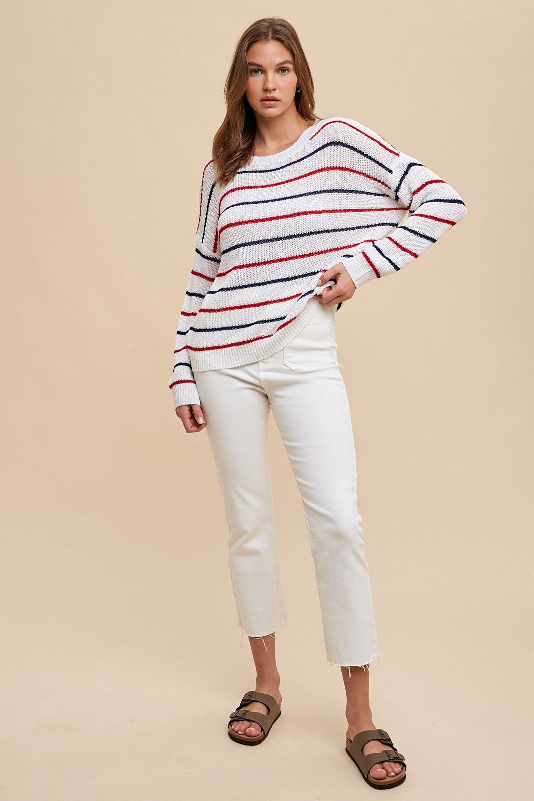 Stripe Sweater Top - Red/White/Blue