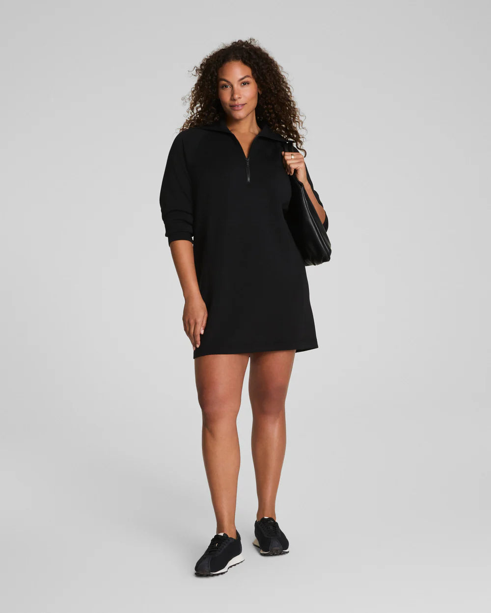Spanx AirEssentials Half Zip Dress - Very Black