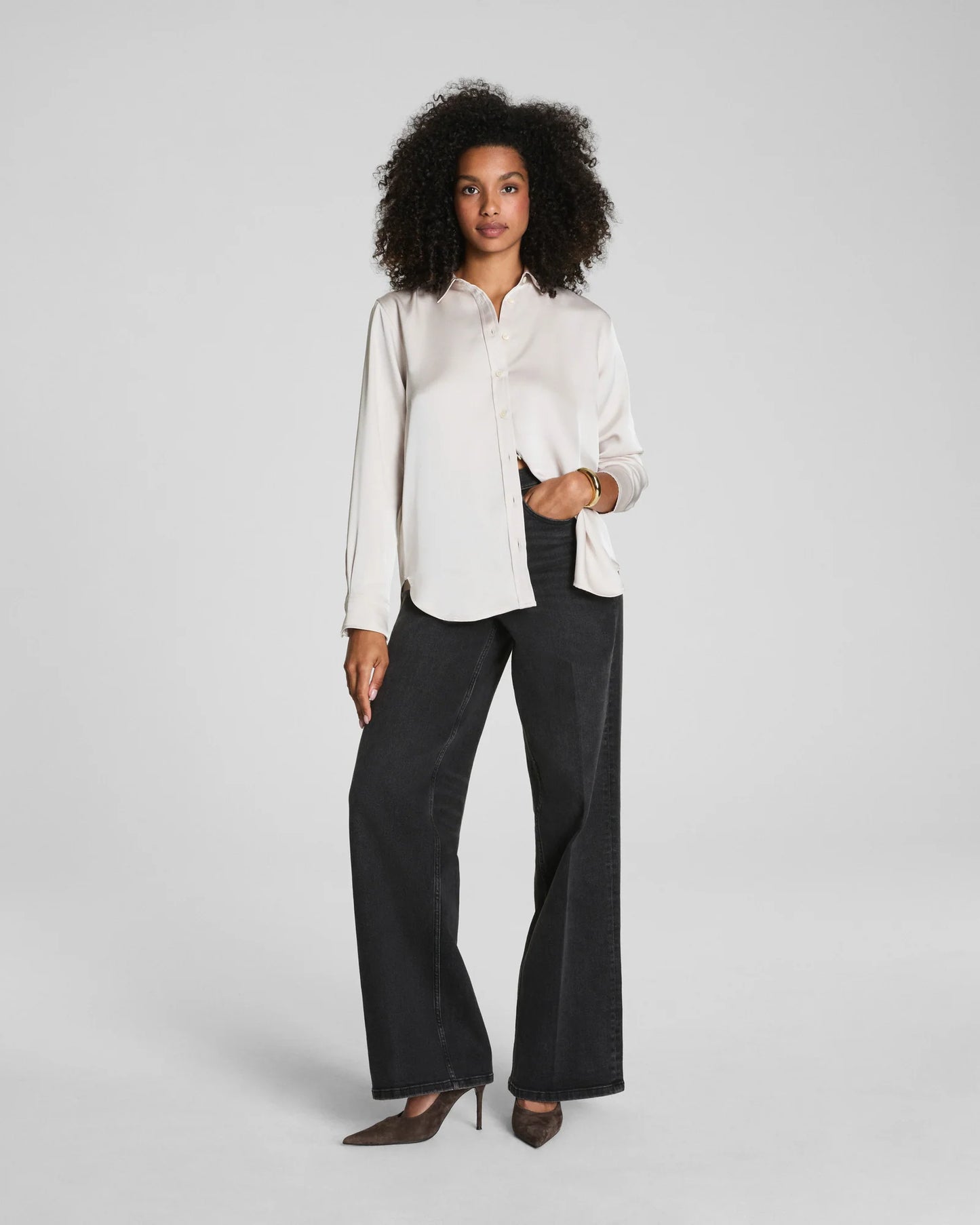 Spanx Silky Smooth Button Down Shirt - Birch