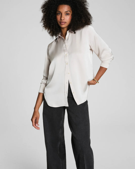 Spanx Silky Smooth Button Down Shirt - Birch