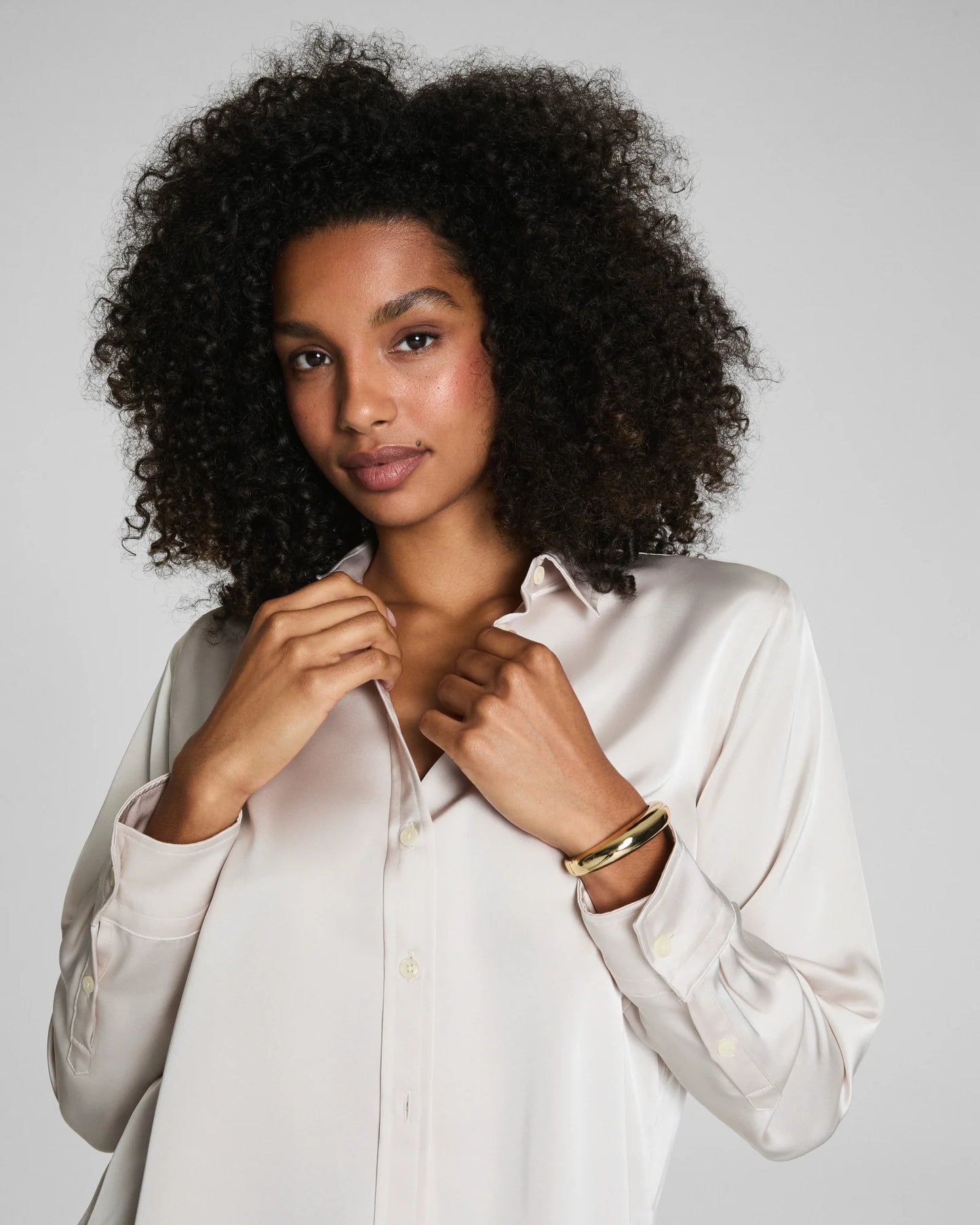 Spanx Silky Smooth Button Down Shirt - Birch
