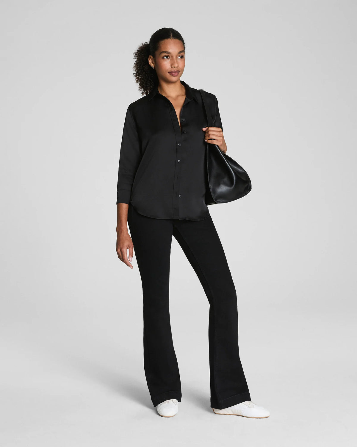 Spanx Silky Smooth Button Down Shirt - Classic Black