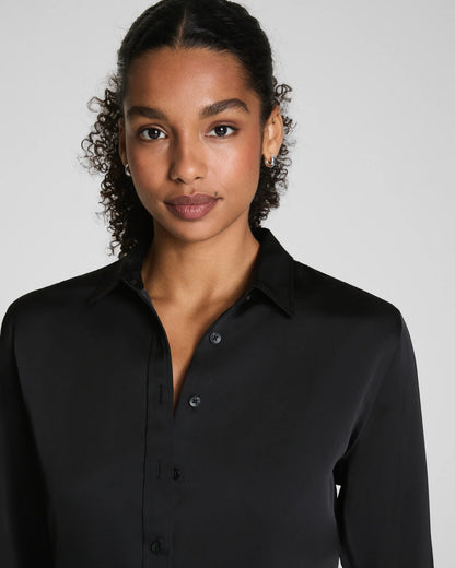 Spanx Silky Smooth Button Down Shirt - Classic Black