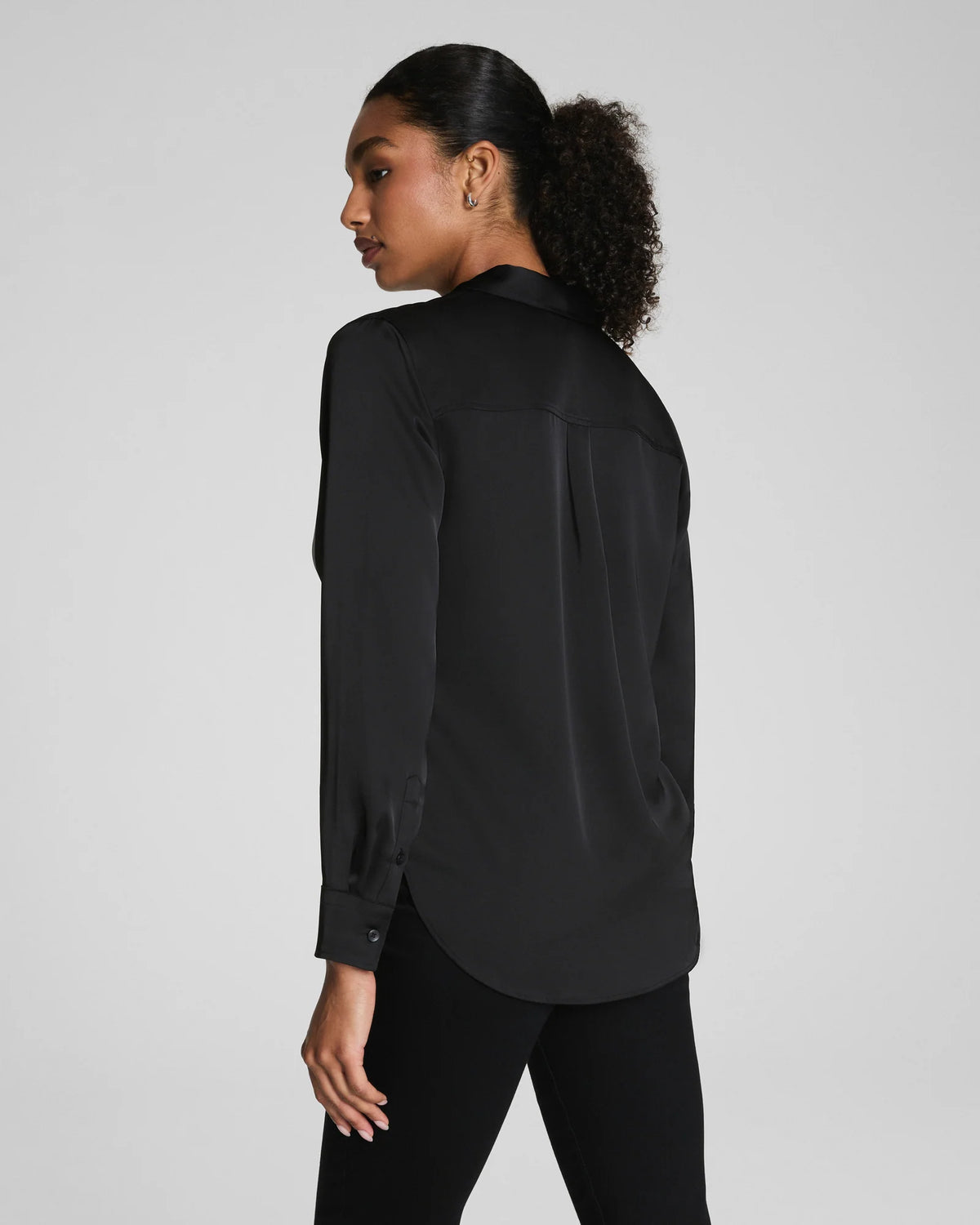 Spanx Silky Smooth Button Down Shirt - Classic Black