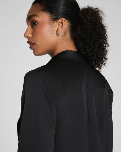 Spanx Silky Smooth Button Down Shirt - Classic Black