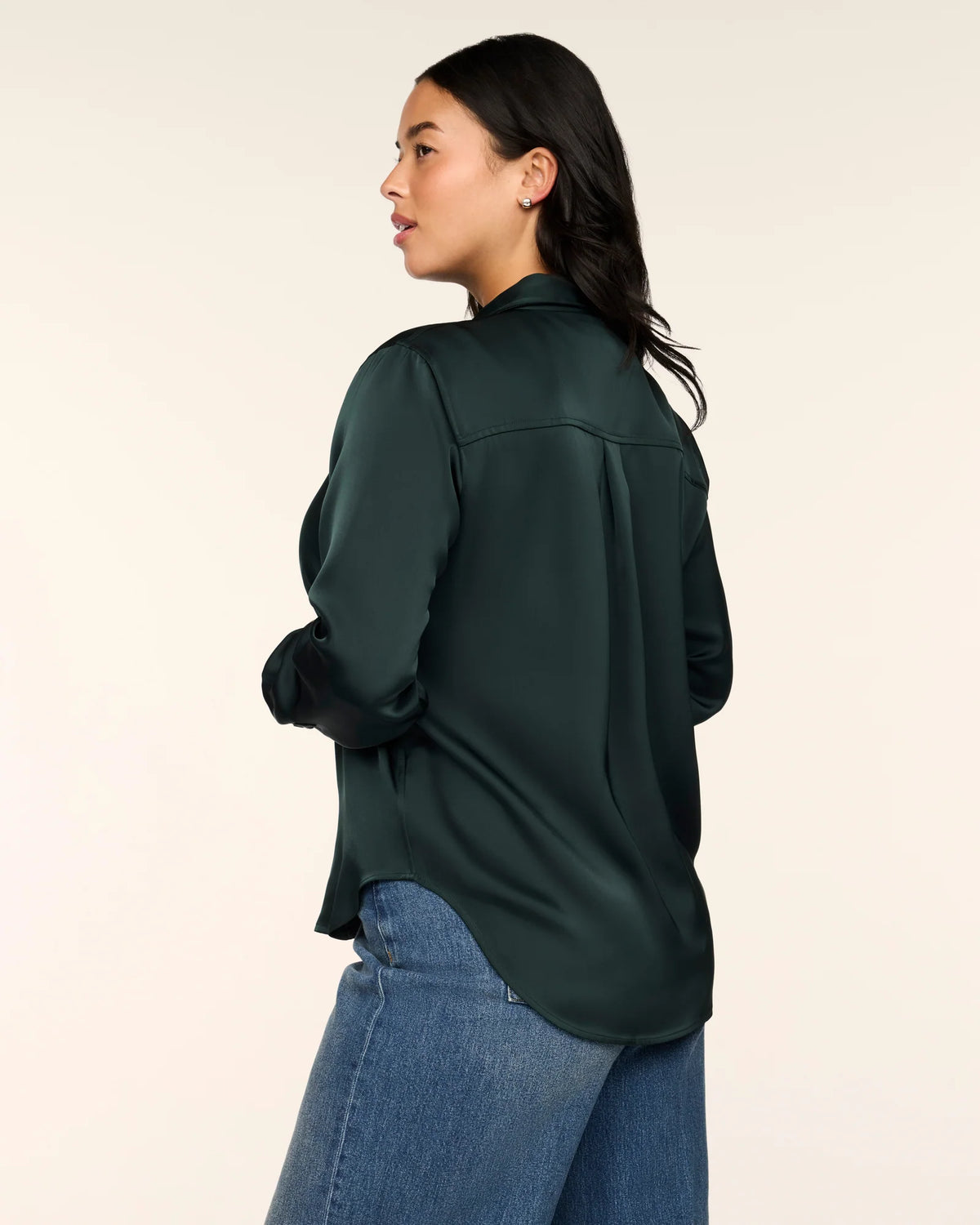 Spanx Silky Smooth Button Down Shirt - Night Forest