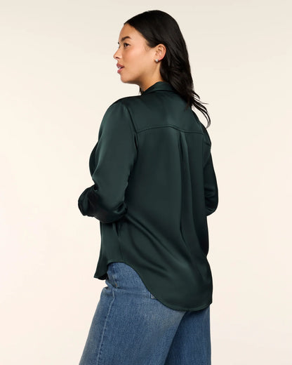 Spanx Silky Smooth Button Down Shirt - Night Forest