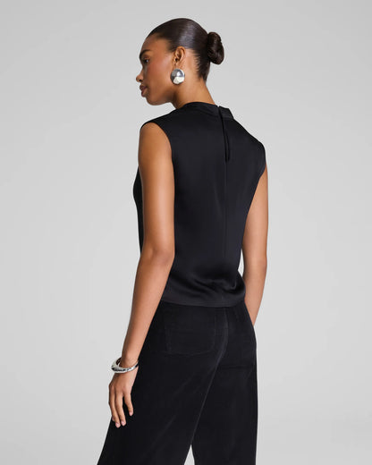 Spanx Silky Smooth Cowl Neck Sleeveless Top - Classic Black