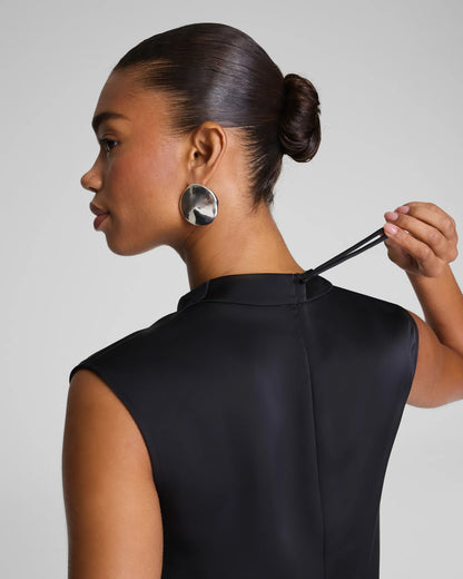 Spanx Silky Smooth Cowl Neck Sleeveless Top - Classic Black