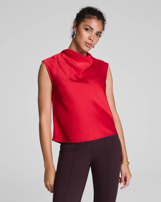Spanx Silky Smooth Cowl Neck Sleeveless Top - Spanx Red