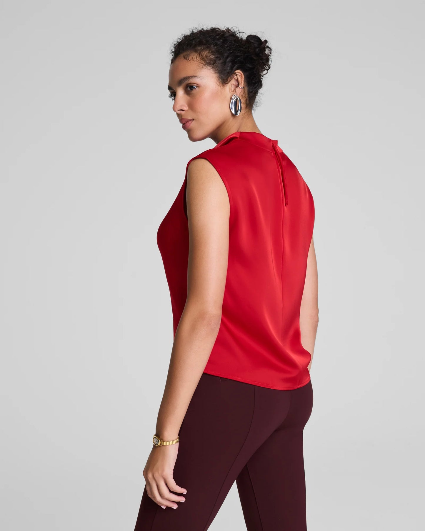 Spanx Silky Smooth Cowl Neck Sleeveless Top - Spanx Red