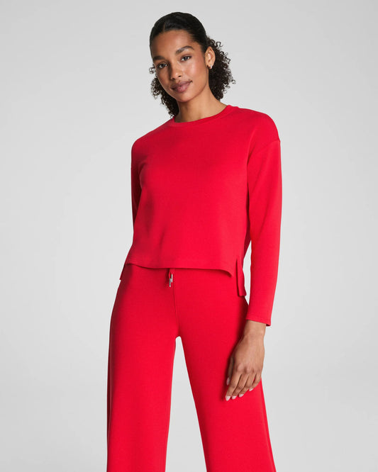 Spanx AirEssentials Relaxed Long Sleeve Top - Spanx Red