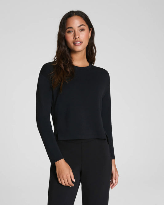 Spanx AirEssentials Relaxed Long Sleeve Top - Very Black
