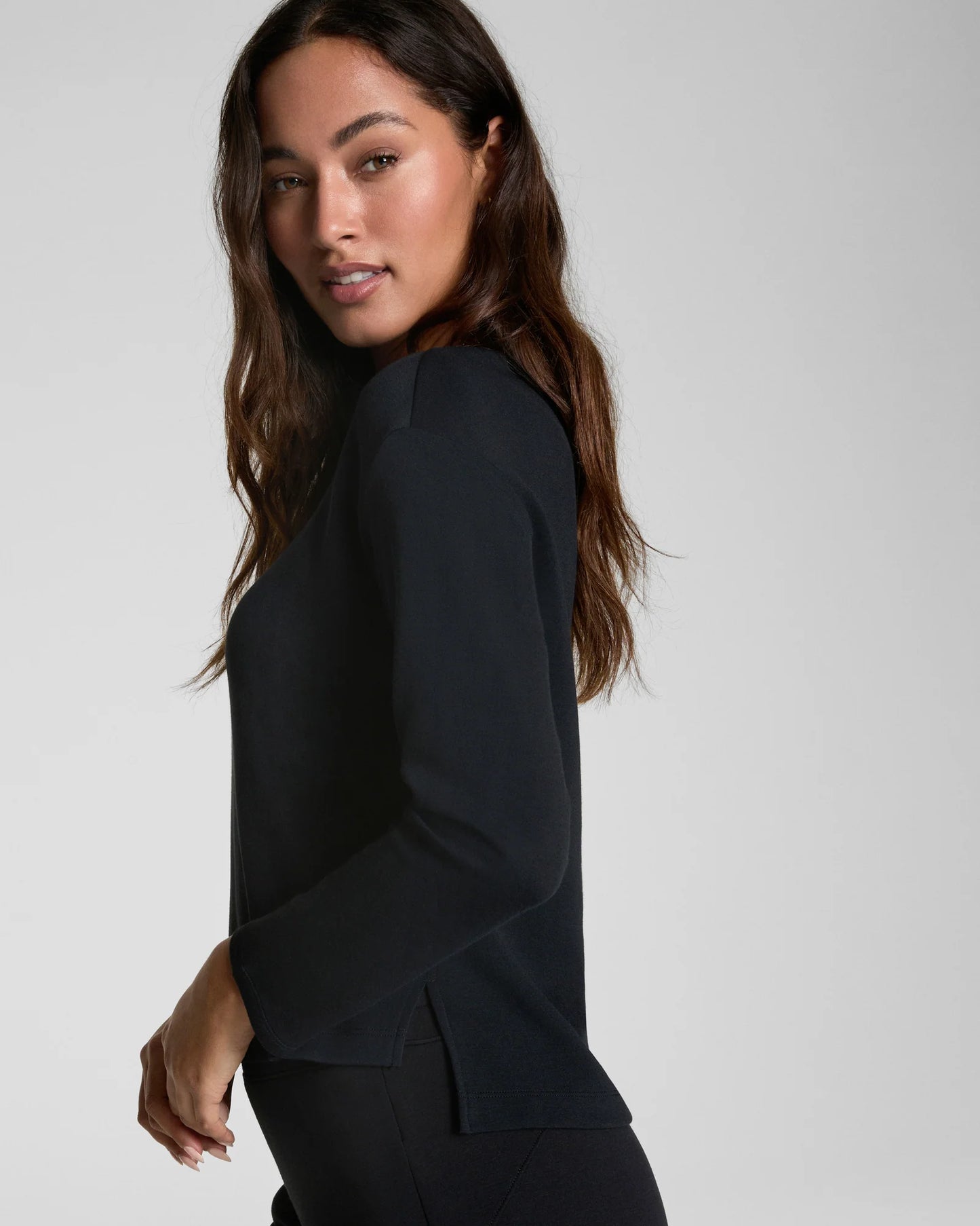 Spanx AirEssentials Relaxed Long Sleeve Top - Very Black
