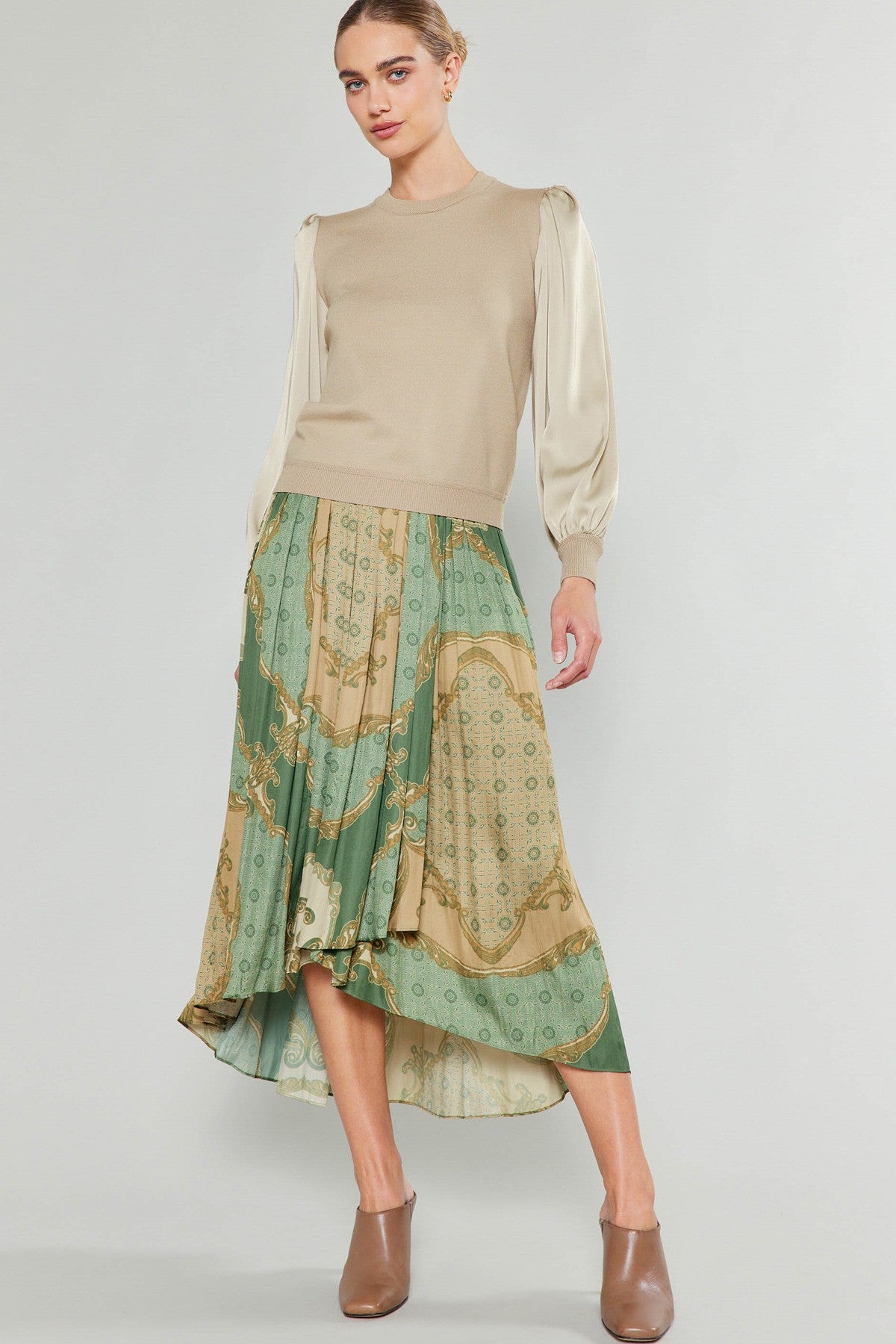 Printed Asymmetrical Hem Skirt