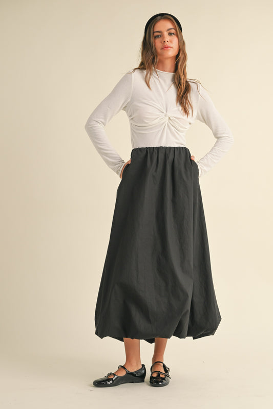 Balloon Long Skirt - Black