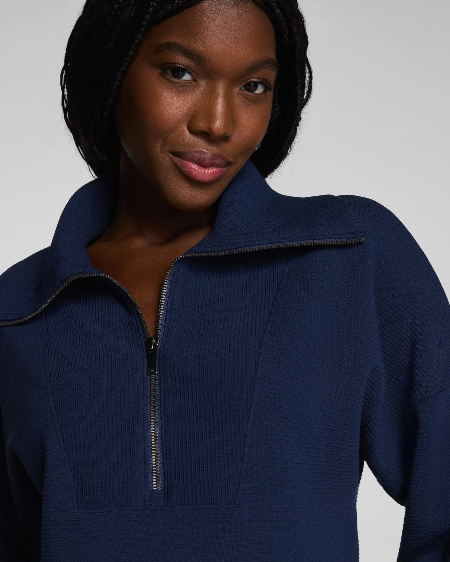 Spanx AirEssentials French Rib Half Zip Sweatshirt - Timeless Navy