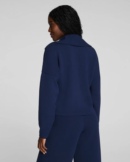Spanx AirEssentials French Rib Half Zip Sweatshirt - Timeless Navy