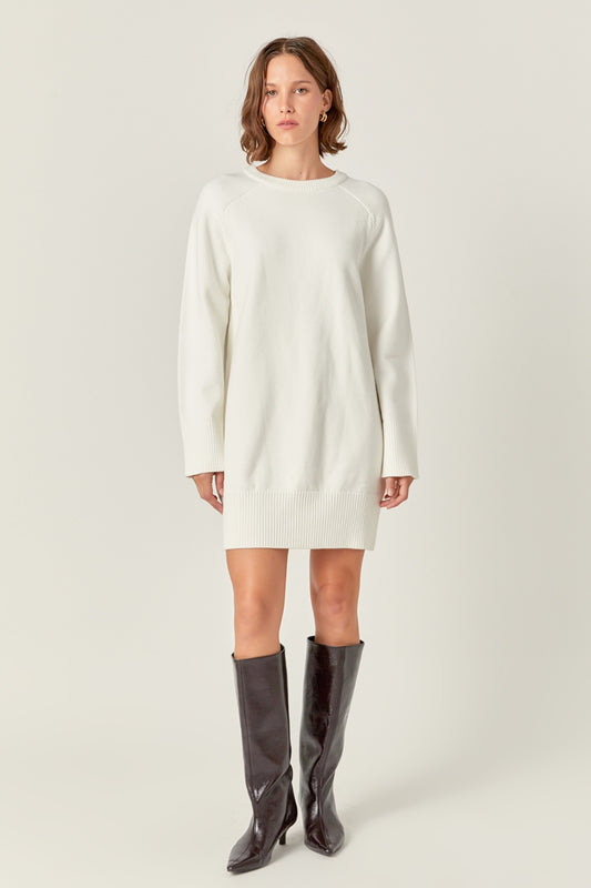 Cozy Round Sweater Dress - Off White