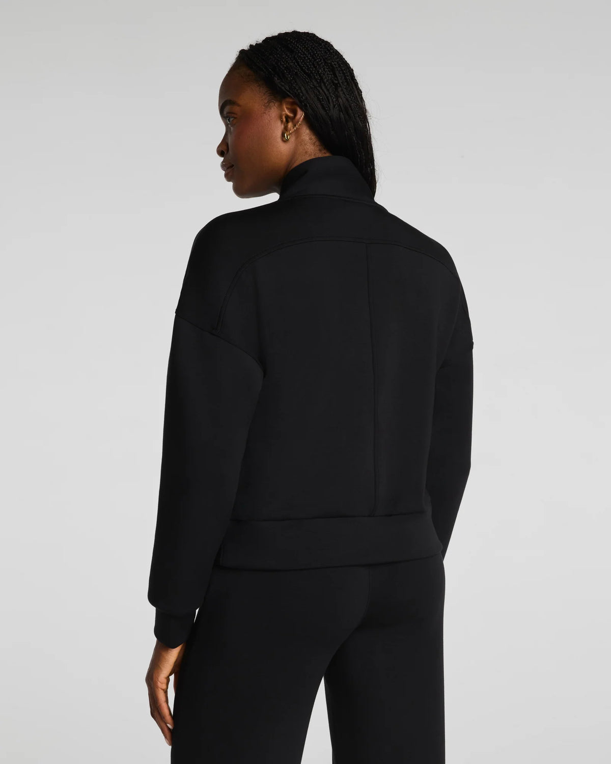 Spanx AirEssentials Shawl Collar Half Zip Sweatshirt - Very Black