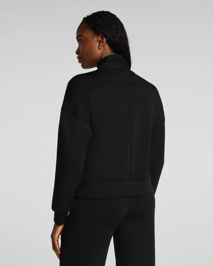 Spanx AirEssentials Shawl Collar Half Zip Sweatshirt - Very Black