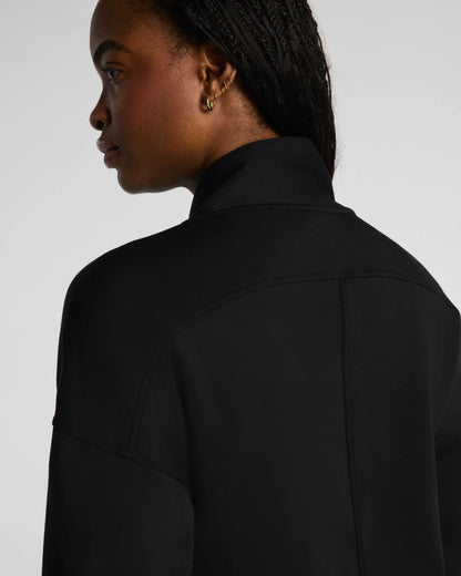 Spanx AirEssentials Shawl Collar Half Zip Sweatshirt - Very Black