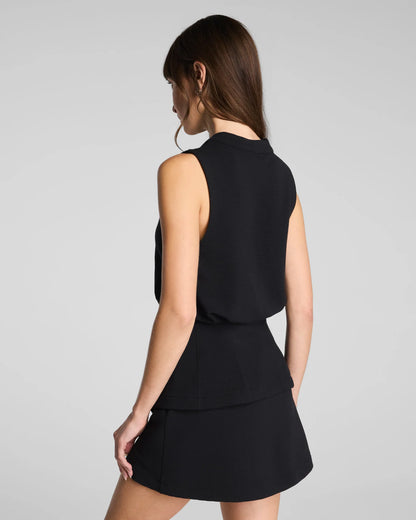 Spanx AirEssentials French Rib Button Down Vest Top - Very Black