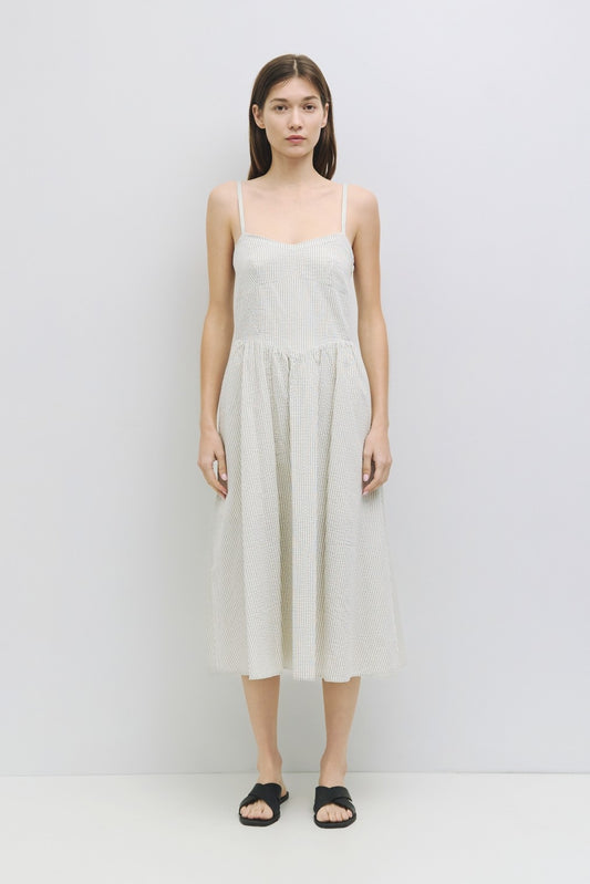 Genevieve Dress - Ivory/Blue