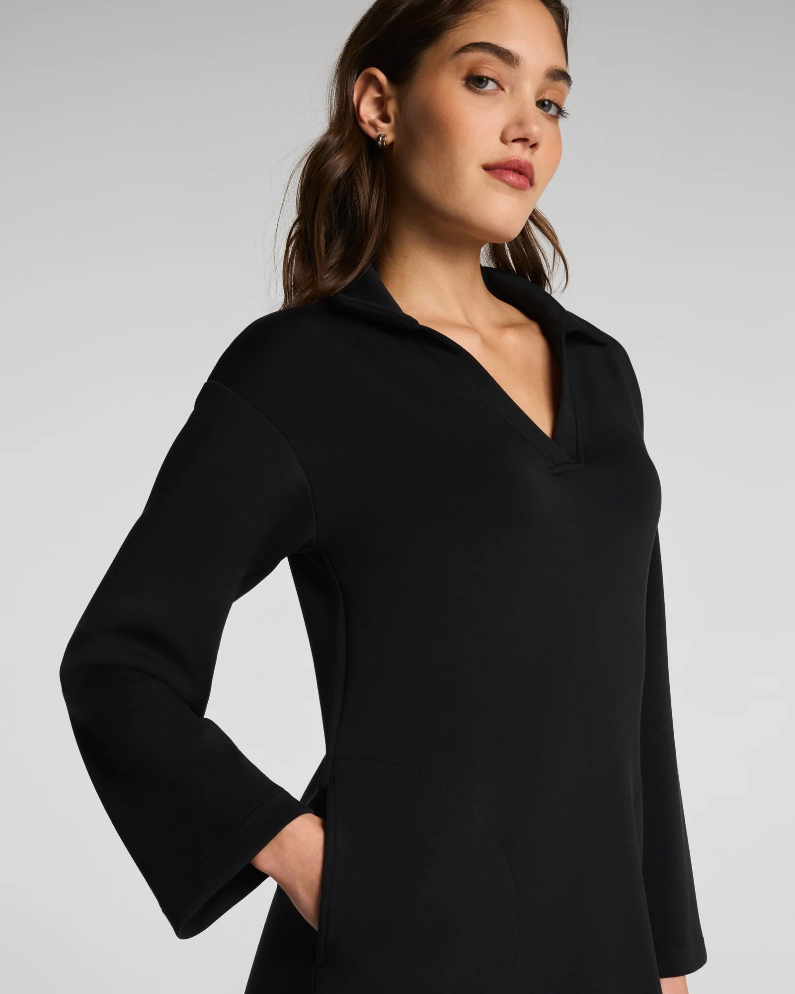 Spanx AirEssentials Polo Long Sleeve Dress - Very Black | Blossom Boutique  | Albertville, AL