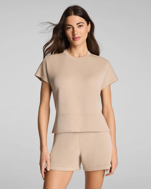 Spanx AirEssentials Crewneck Tee Shirt - Dune