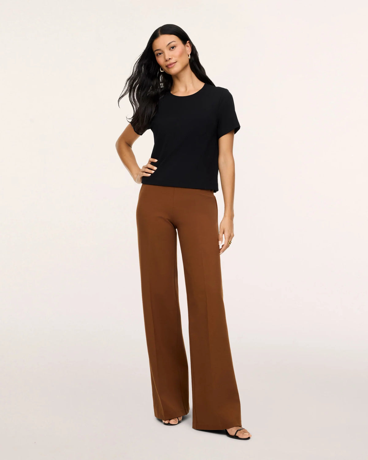 Spanx Ponte Cropped Tee Shirt - Classic Black