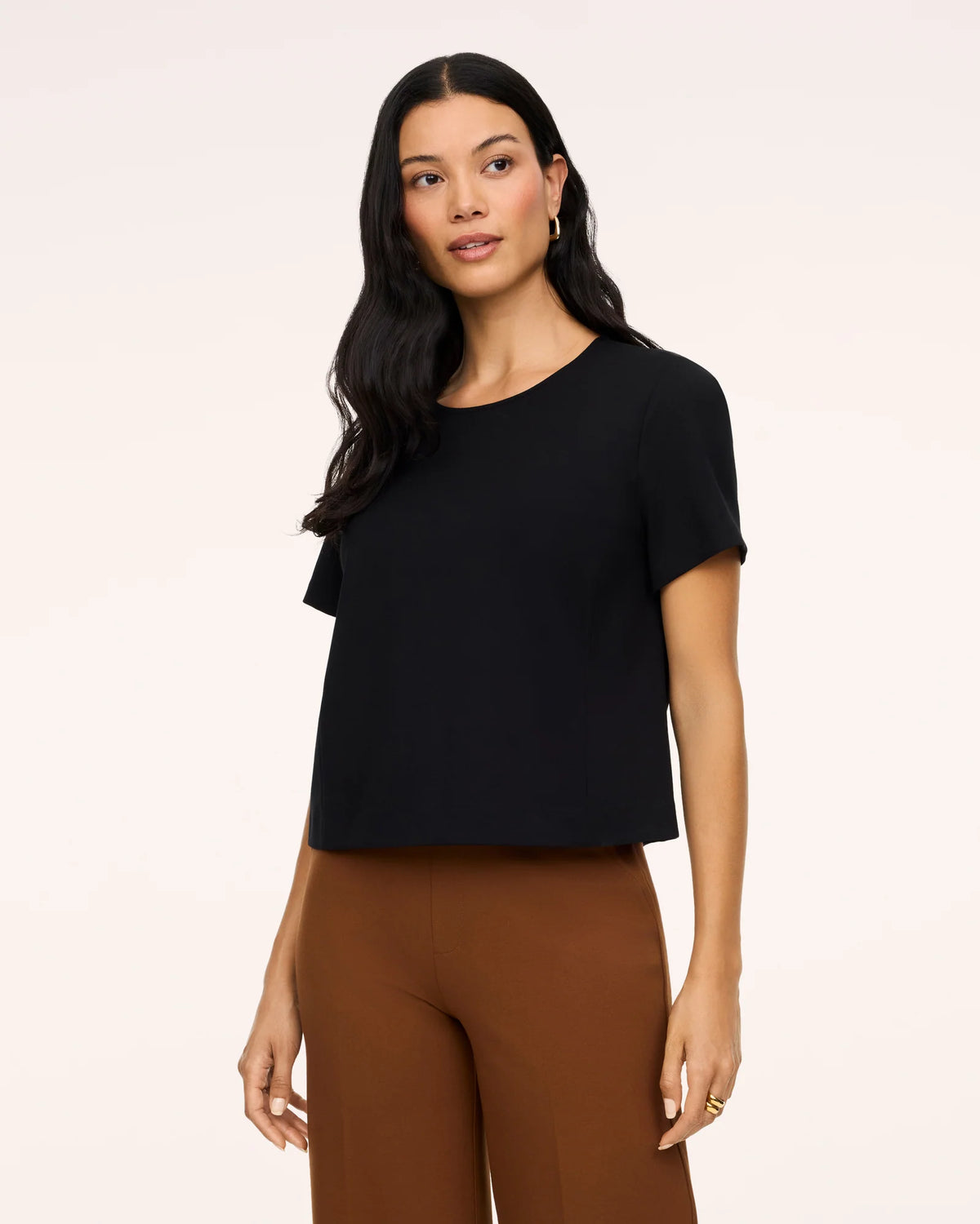 Spanx Ponte Cropped Tee Shirt - Classic Black