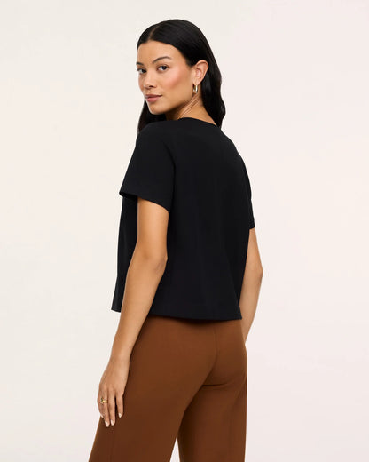 Spanx Ponte Cropped Tee Shirt - Classic Black