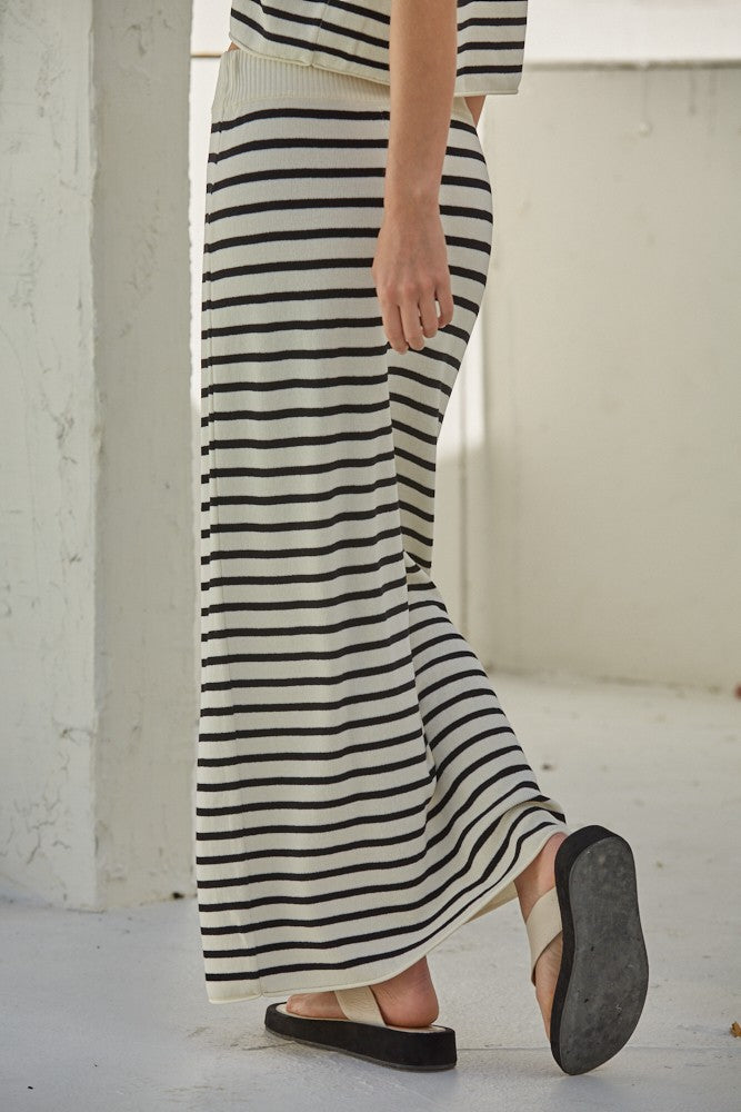 Rhys Striped Skirt - Ivory/Black