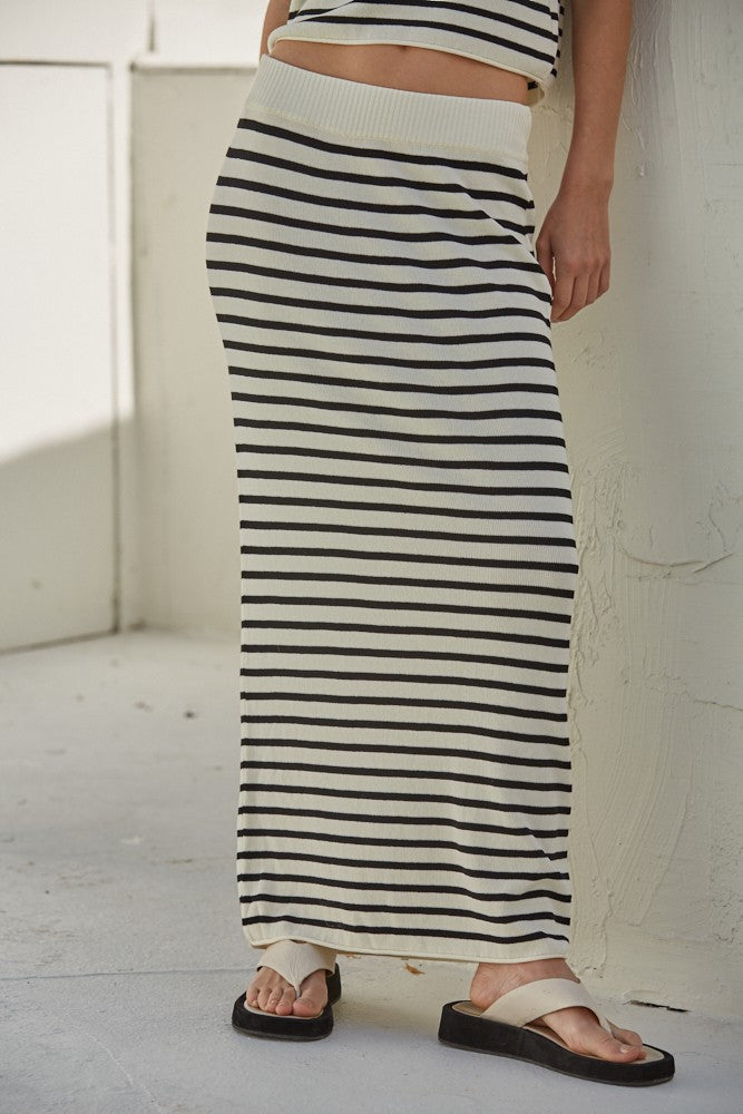 Rhys Striped Skirt - Ivory/Black