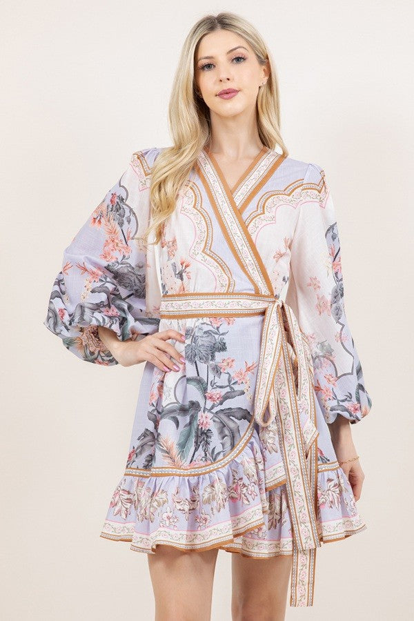 Wylie Wrap Frill Mini Dress - Multi