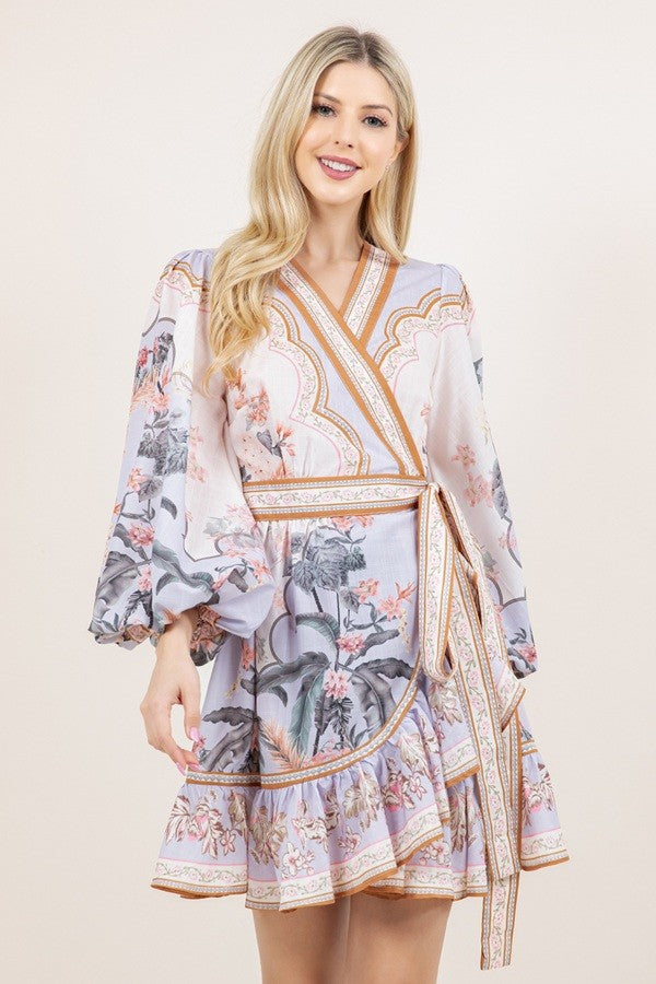 Wylie Wrap Frill Mini Dress - Multi